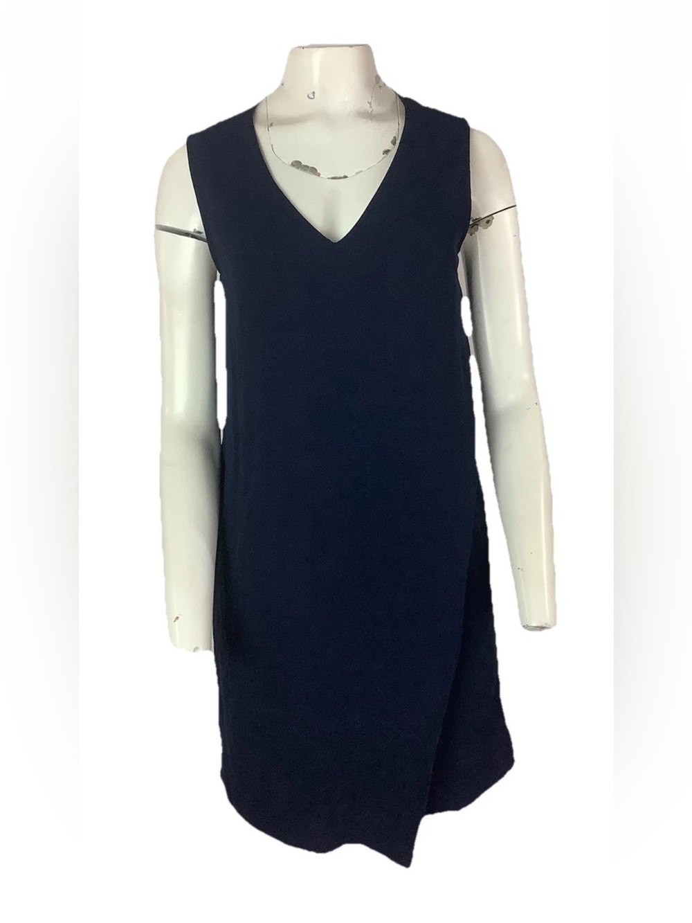 J Crew Sz 4 Faux Wrap Shift Business Office Interview Dress Navy Blue V Neck